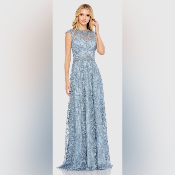 Mac Duggal Dresses & Skirts - Elegant Blue Lace Evening Gown